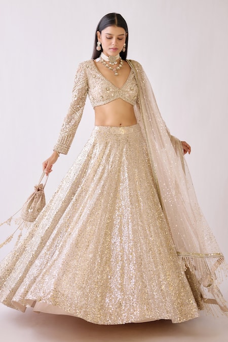 Basanti - Kapde Aur Koffee The Stardust Champagne Embroidered Lehenga Set 