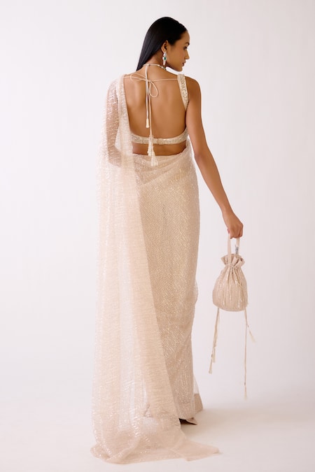 Basanti Kapde aur Koffee Gold Embroidered Saree With Blouse 