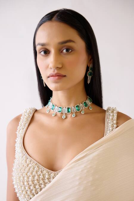 Buy_Basanti - Kapde Aur Koffee_Gold Silk, Lycra Pearls, Sequins, Crystals, Embroidered Saree With Blouse_Online_at_Aza_Fashions