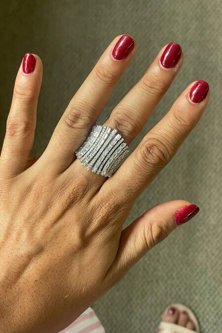 Shop_PRERTO_White Fabric Flowers, Diamonds Heart And Jewellery Set _Online_at_Aza_Fashions