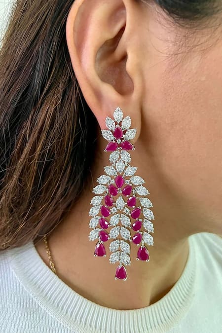 Buy PRERTO Red Stones, Diamonds Ruby Choker And Earring Set Online at Aza Fashions Buy_PRERTO_Red Stones, Diamonds Ruby Choker And Earring Set _Online_at_Aza_Fashions