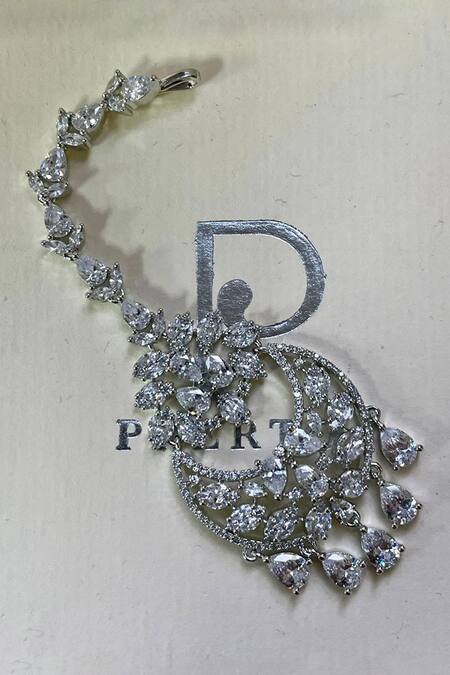 PRERTO Silver Plated Diamonds, Rhinestones Floral Faux Jewellery Set at Aza Fashions PRERTO_Silver Plated Diamonds, Rhinestones Floral Faux Jewellery Set _at_Aza_Fashions