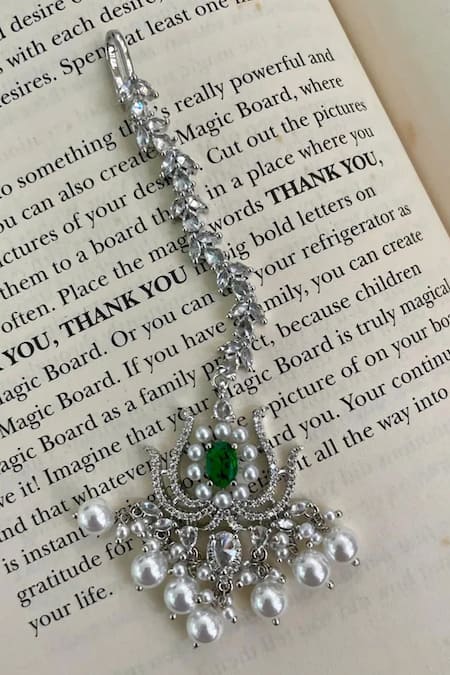 PRERTO Green Fabric Flowers, Diamonds, Stones Emerald And Faux Choker Set at Aza Fashions PRERTO_Green Fabric Flowers, Diamonds, Stones Emerald And Faux Choker Set _at_Aza_Fashions