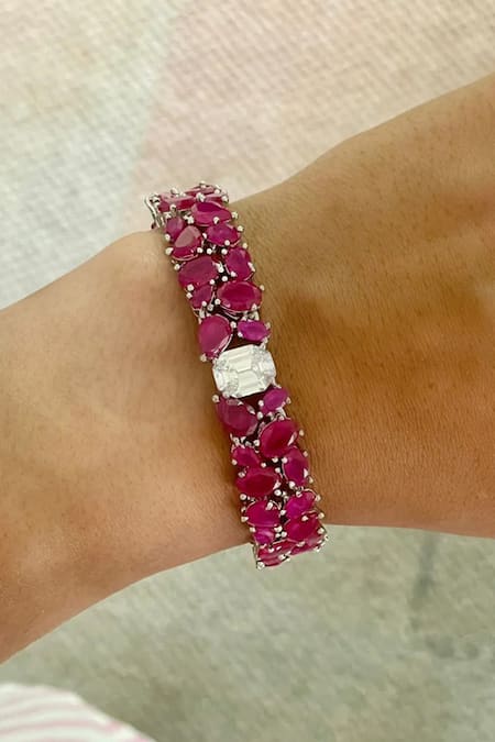 Buy PRERTO Red Stones, Diamonds Ruby And Faux Necklace Set Online at Aza Fashions Buy_PRERTO_Red Stones, Diamonds Ruby And Faux Necklace Set _Online_at_Aza_Fashions