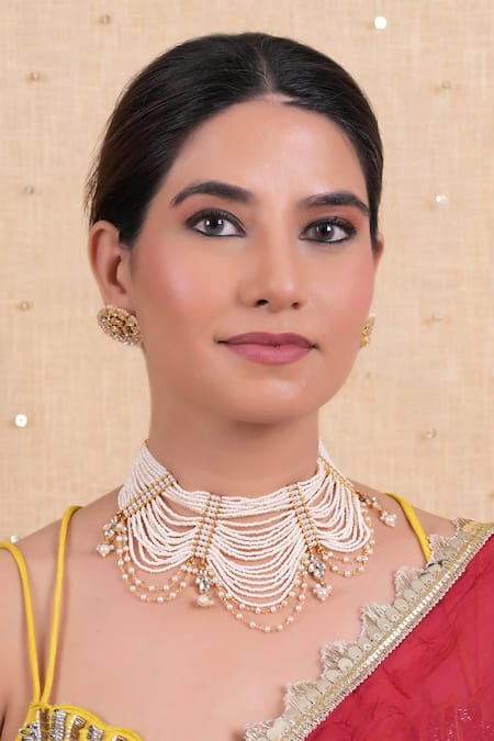 Shlok Jewels Layered Kundan Necklace Set 