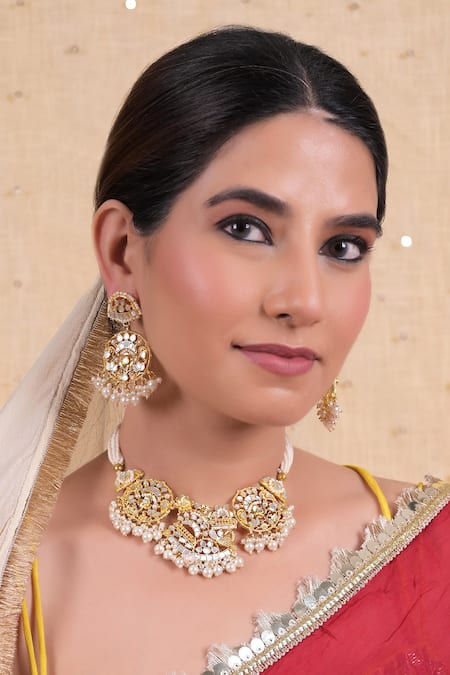 Shlok Jewels Gold Plated Kundan Choker Set 