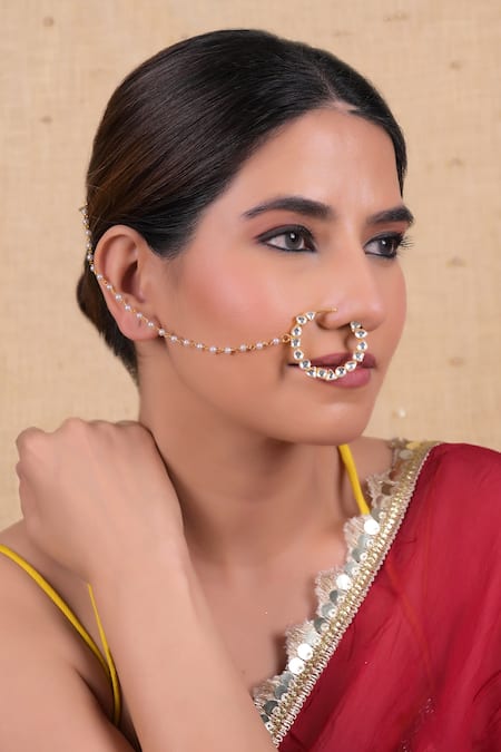 Shlok Jewels Kundan Stone Nose Ring 