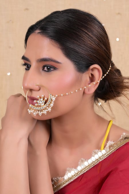 Shlok Jewels Kundan Cutwork Nose Ring 