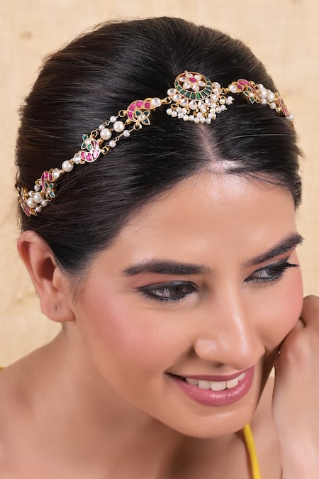 SHLOK JEWELS Chand Bloom Kundan Embellished Mathapatti 