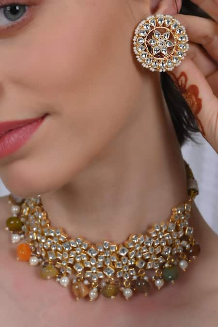 SHLOK JEWELS Bloom Jaal Kundan Embellished Choker Set 