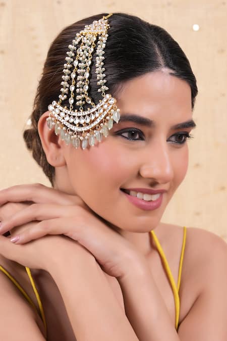 SHLOK JEWELS Kundan & Pearl Embellished Passa 