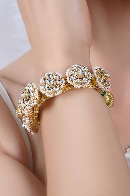 Shlok Jewels Kundan Pearl Embellished Bracelet