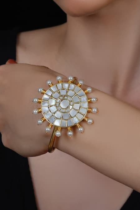 SHLOK JEWELS Kundan Embellished Sun Bracelet 