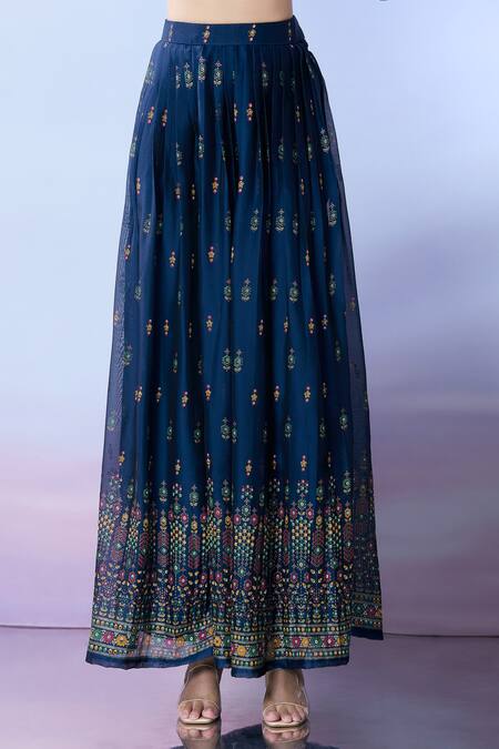 Buy_Samyukta Singhania_Blue Crepe Sequins, Embroidery, Cut Work Anarkali And Palazzo Set_Online_at_Aza_Fashions