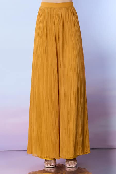 Buy Samyukta Singhania Yellow Silk, Georgette Sequins, Beads, Cutdana Embroidered Jacket And Palazzo Set Buy_Samyukta Singhania_Yellow Silk, Georgette Sequins, Beads, Cutdana Embroidered Jacket And Palazzo Set