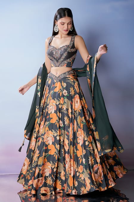 Samyukta Singhania Floral Print Embroidered Lehenga Set 