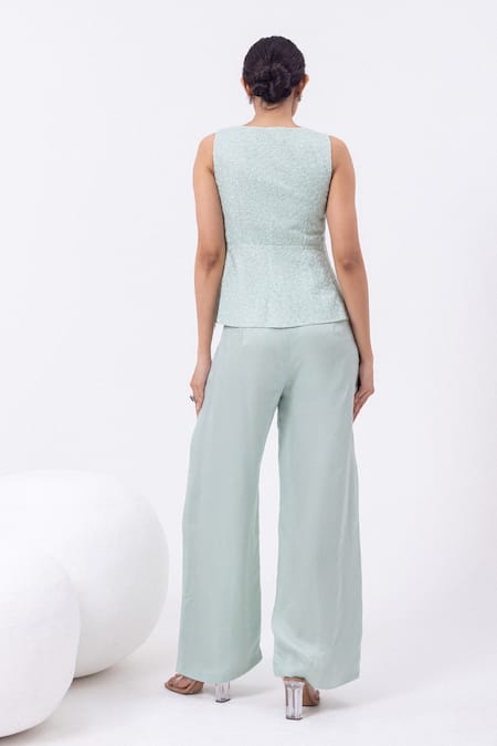 Mehak Sharma Abstract Cutdana Embroidered Pant Set 