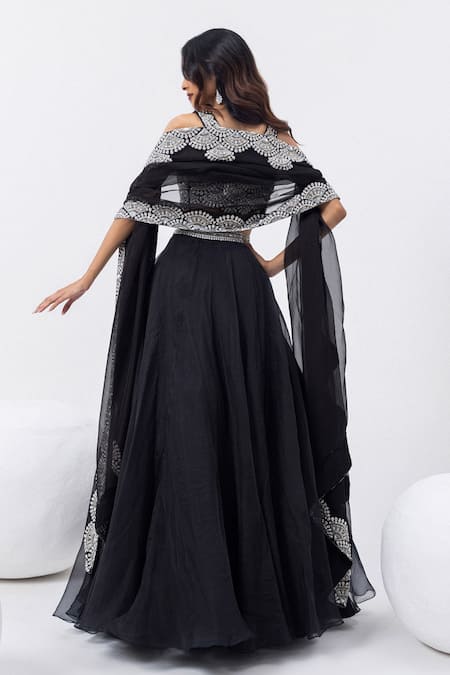 Mehak Sharma Embroidered Black Lehenga Blouse Set 