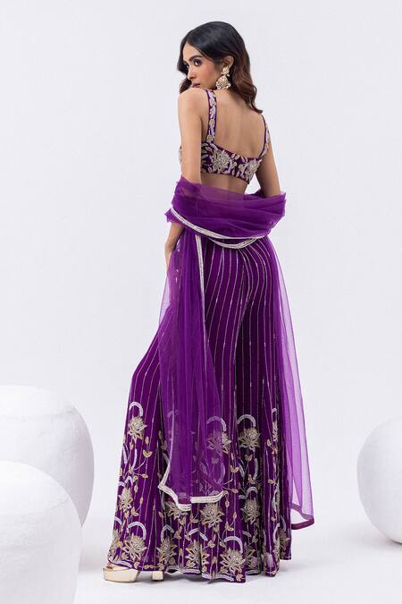 Mehak Sharma Floral Cutdana Embroidered Blouse & Sharara Set 