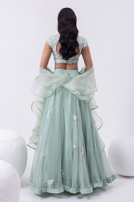 Mehak Sharma Green Pearl Embroidered Lehenga Set 