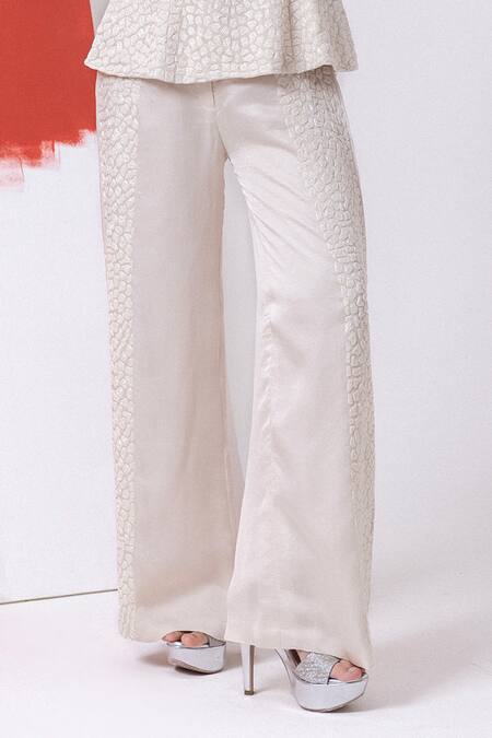 Buy Mehak Sharma White Satin, Organza Cut Work Cutdana Embroidered Peplum Top And Pant Set Online at Aza Fashions Buy_Mehak Sharma_White Satin, Organza Cut Work Cutdana Embroidered Peplum Top And Pant Set _Online_at_Aza_Fashions