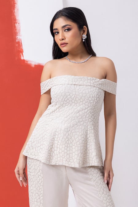 Shop Mehak Sharma White Satin, Organza Cut Work Cutdana Embroidered Peplum Top And Pant Set Online at Aza Fashions Shop_Mehak Sharma_White Satin, Organza Cut Work Cutdana Embroidered Peplum Top And Pant Set _Online_at_Aza_Fashions