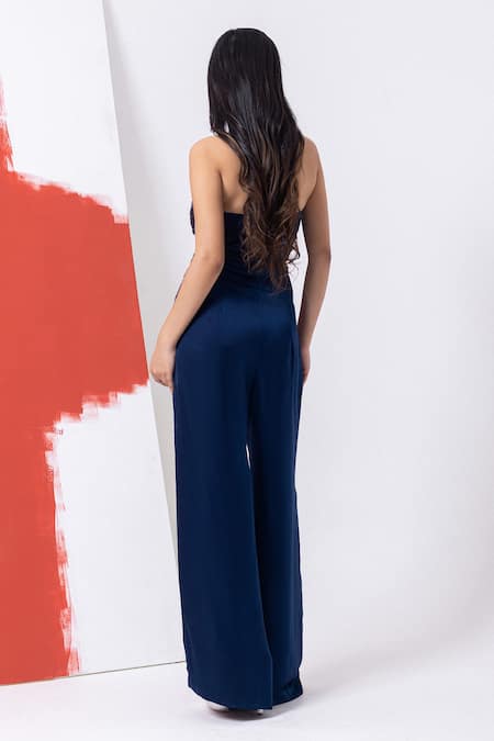 Mehak Sharma Pageant Blue Embroidered Bustier & Pant Set 