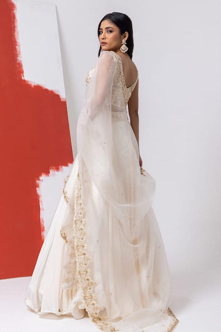 Mehak Sharma Floral Cutdana Embroidered Lehenga Set 