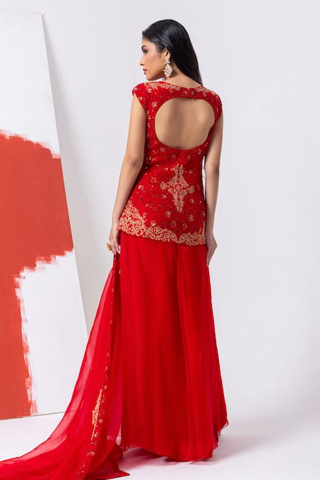 Mehak Sharma Floral Zari Embroidered Kurta & Sharara Set 