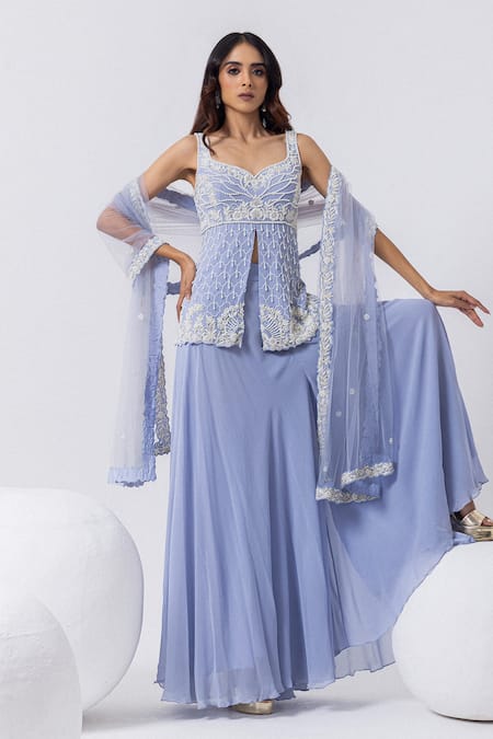 Mehak Sharma Floral Embroidered Kurta & Sharara Set 