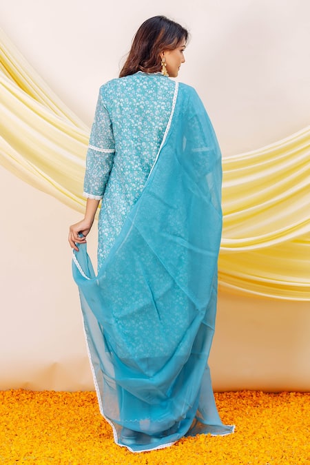 Missprint Floral Printed Chanderi Kurta Set