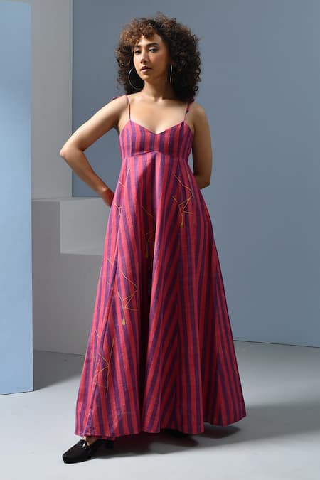 Inkpikle Striped Strappy Maxi Dress 