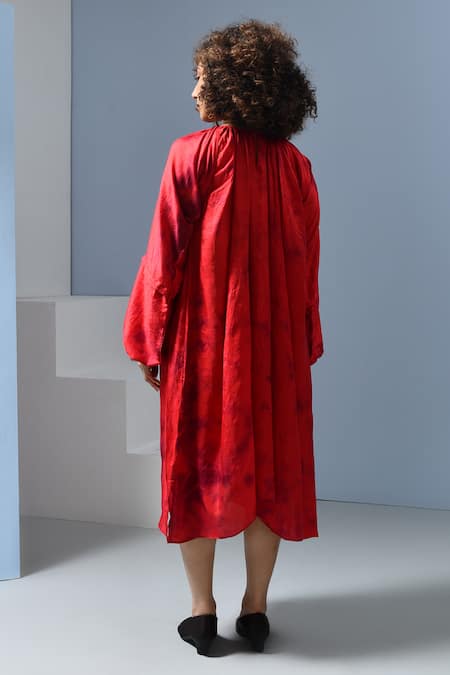 Inkpikle Red Splatter Tie-Dye Midi Dress 