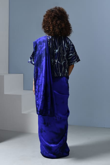 Inkpikle Mogra Abstract Printed Tie Dye Saree 