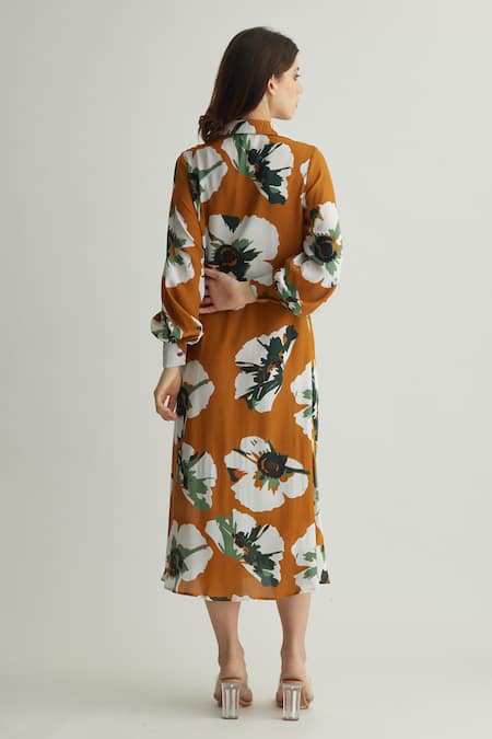 Koai Floral Print Tie-Up Midi Dress 