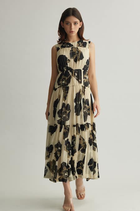 Koai Floral Tiered Midi Dress 