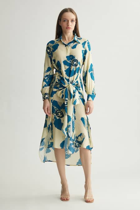 KoAi Floral Print Balloon Sleeve Shirt Dress 