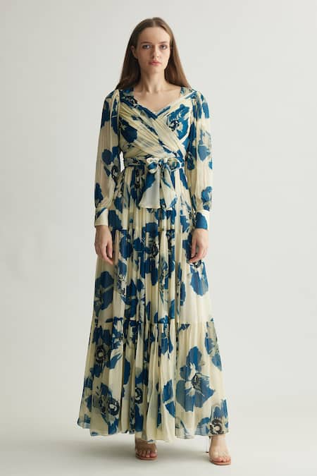 Koai Floral Print Maxi Dress With Balloon Sleeves 