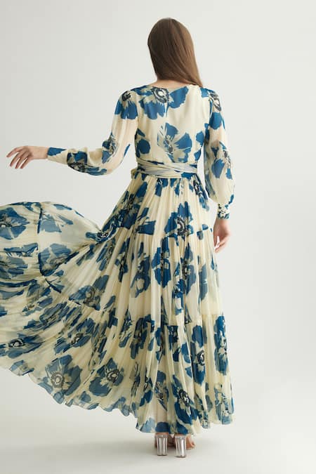 Koai Floral Print Maxi Dress With Balloon Sleeves 