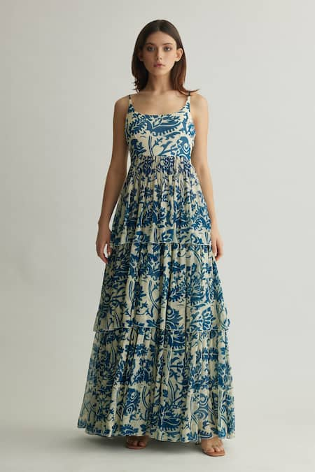 KoAi Ambrosia Print Tiered Maxi Dress 