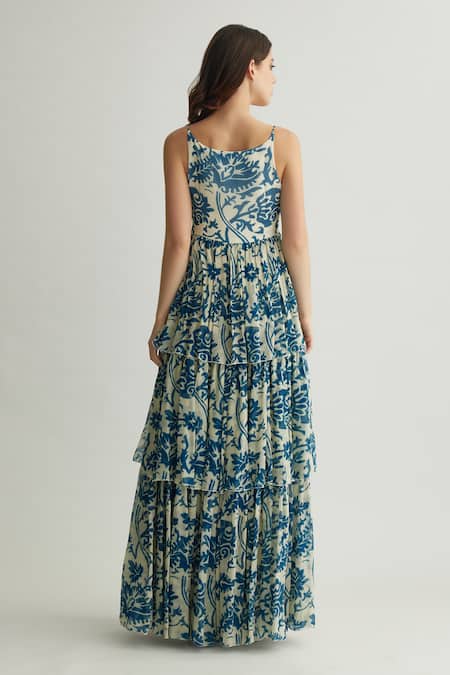 Koai Blue & White Ambrosia Print Maxi Dress 