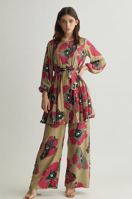 KoAi Floral Pattern Straight Pant 