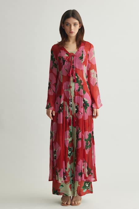 KoAi Floral Pattern Tie-Up Cape 