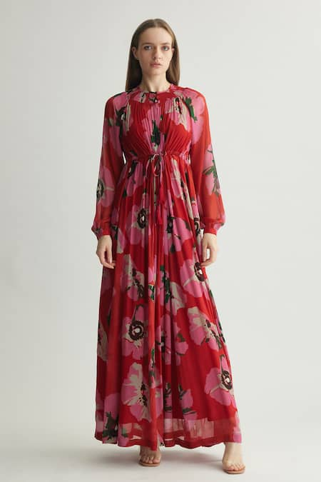 KoAi Chiffon Floral Pattern Maxi Dress 