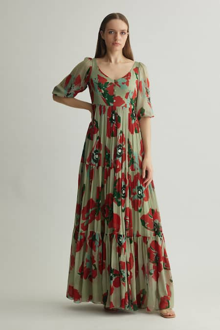 KoAi Tiered Floral Print Dress 