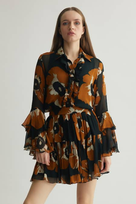 KoAi Floral Print Frilled Shirt 