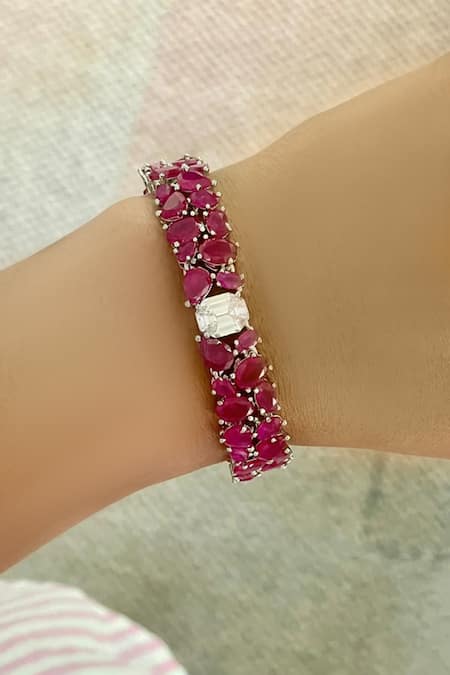 PRERTO Red Stones, Diamonds Ruby And Faux Jewellery Set Online at Aza Fashions PRERTO_Red Stones, Diamonds Ruby And Faux Jewellery Set _Online_at_Aza_Fashions