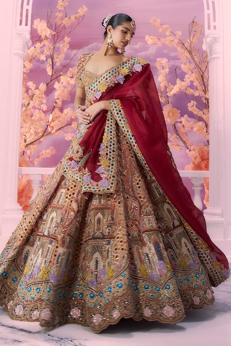 Label Ankush Jain Palace Applique Embroidered Lehenga Set 