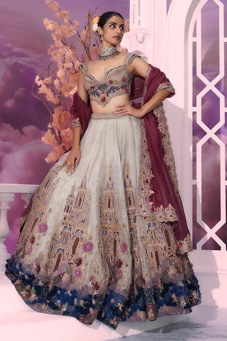 Label Ankush Jain JK Castle 3D Patchwork Embroidered Lehenga Set 