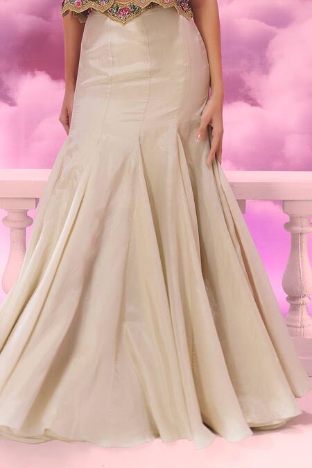 Shop_Label Ankush Jain_Ivory Organza, Silk Diamonds, Sequins Open Dori Embroidered Jacket And Lehenga Set 